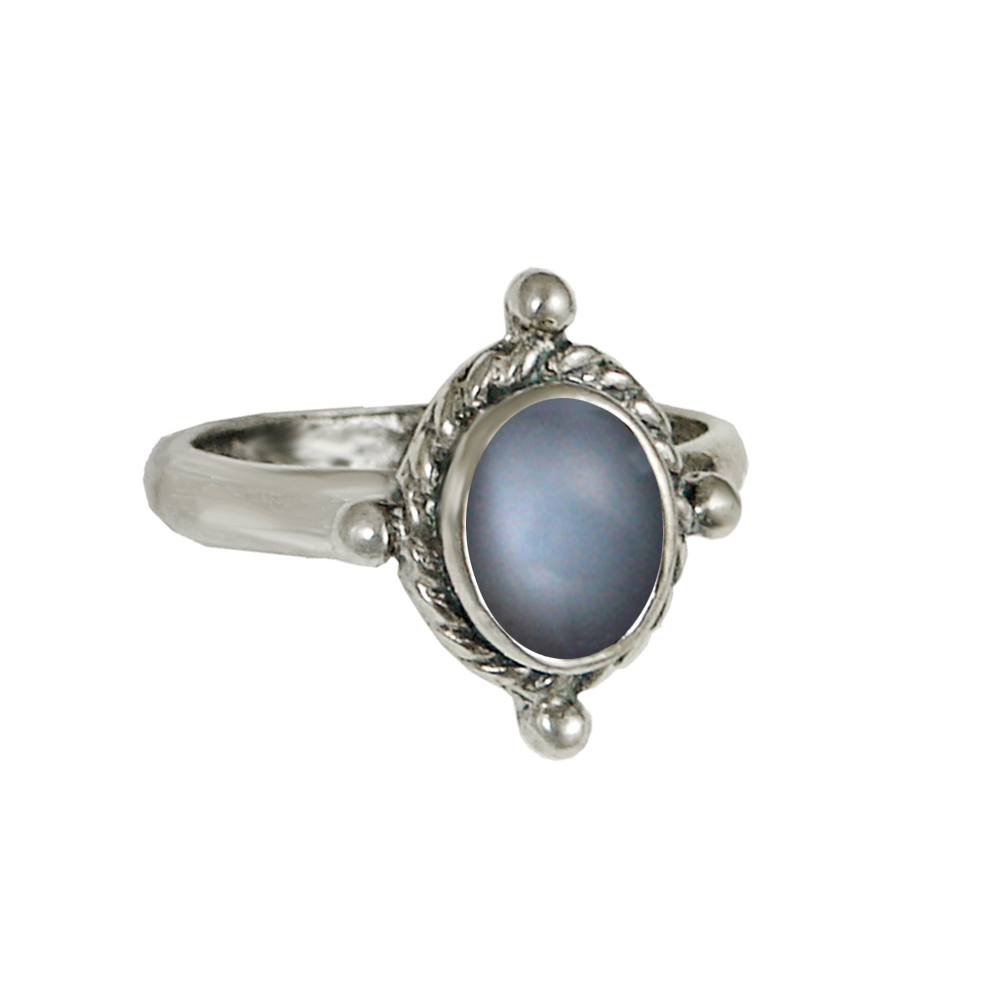 Sterling Silver Ring With Grey Moonstone Size 7